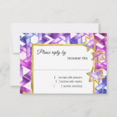 UAWG Gold Star Blue Lila Damask Einladung (Vorderseite)