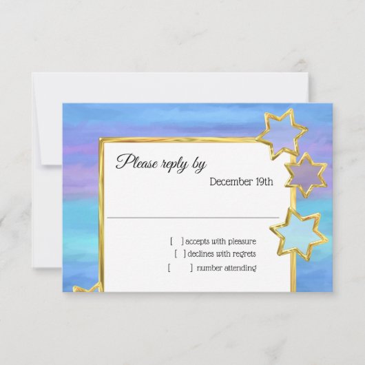 UAWG Gold Star Lila Türkis Streifen Einladung (Vorderseite)