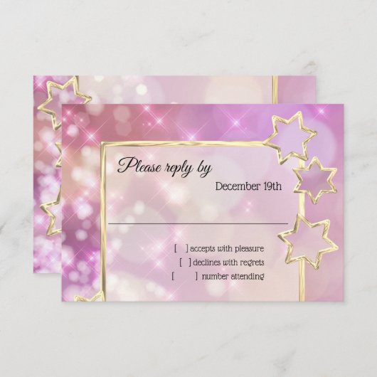 UAWG Gold Star Pink Bokeh Lights Einladung (Vorne/Hinten)