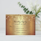 UAWG Gold Tropfen Spark Glitzer Wedding Bridal Sho RSVP Karte (Stehend Vorderseite)