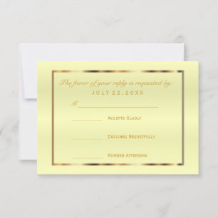 UAWG Gold und blassgelbes Satin RSVP Karte