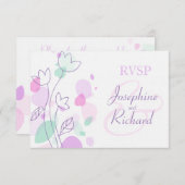 UAWG Graphic moderne Blume Blätter Hochzeit lila RSVP Karte (Vorne/Hinten)