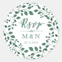 UAWG | Green Blätter Wreath Monogram Wedding