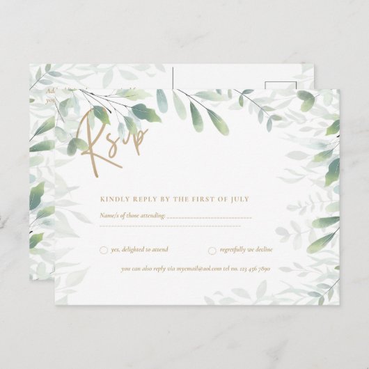 UAWG - Grüne Blätter Gold Postkarte (Vorne/Hinten)