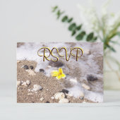 UAWG Guest Reply Enclosure Seashells, Plumeria RSVP Karte (Stehend Vorderseite)