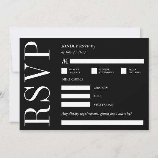 UAWG güly Reply Black & White Bold Monogram Einladung (Vorderseite)