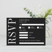 UAWG güly Reply Black & White Bold Monogram Einladung (Stehend Vorderseite)