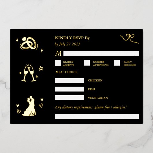 UAWG güly Reply Foil Doodle Respond Enclosure Folieneinladung (Vorderseite)