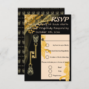 UAWG Hallowedding & Gold Nuggets Skull Keys RSVP Karte