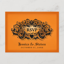 UAWG Halloween Bold Orange Black MENU Postcard Einladungspostkarte