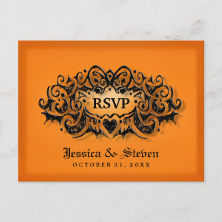 UAWG Halloween Bold Orange Black Wedcard Einladungspostkarte