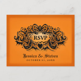 UAWG Halloween Bold Orange Black Wedcard Einladungspostkarte
