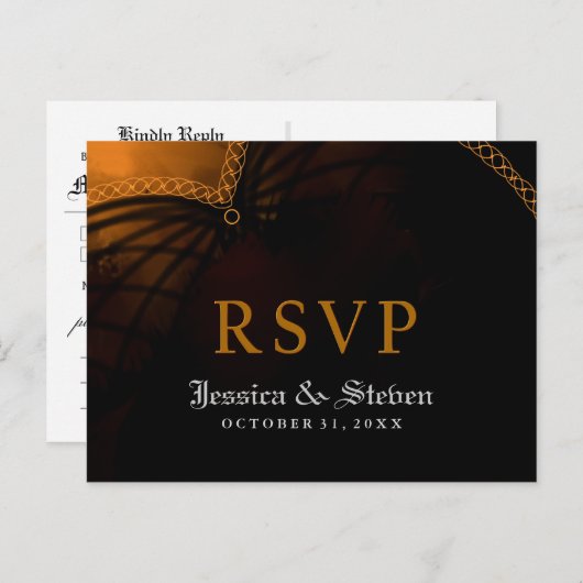 UAWG Halloween Gothic Wedding MENU PostCard Einladungspostkarte (Vorne/Hinten)