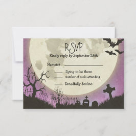 UAWG Halloween Hochzeit lila mit dem Mond RSVP Karte