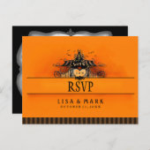 UAWG Halloween Postcard - Orange & Schwarze Liebe Einladungspostkarte (Vorne/Hinten)