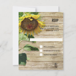 UAWG Hand bemalt Sonnenblume Holzzaun Bienen RSVP Karte