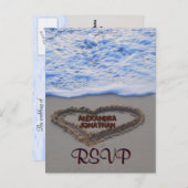 UAWG Herz in Sand am Strand Einladungspostkarte (Vorne/Hinten)