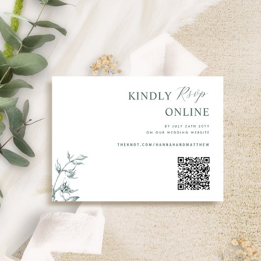 UAwg Hochzeit mit dem QR-Code in grün und weiß Begleitkarte