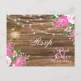 UAWG - Hochzeit mit Holz, Lattern und Rosa Postkarte
