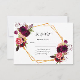 UAWG Hochzeitblumen bordeauxfarbene Rose Gold weiß RSVP Karte