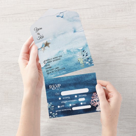 UAwg Hochzeiten rustikaler Ozeane All In One Einladung (Abreißen)