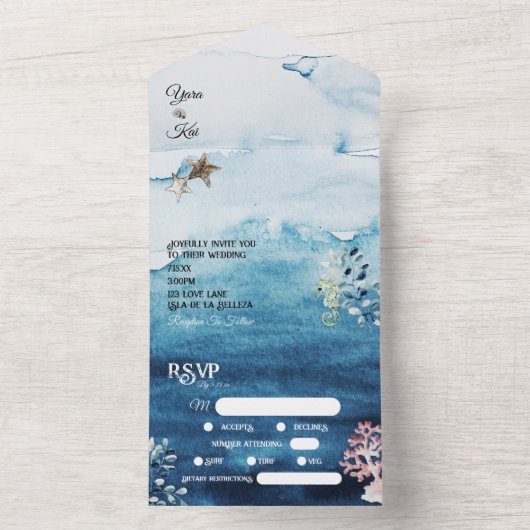 UAwg Hochzeiten rustikaler Ozeane All In One Einladung (Innen Boden)