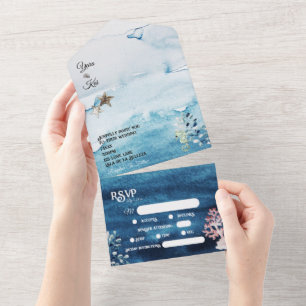 UAwg Hochzeiten rustikaler Ozeane All In One Einladung