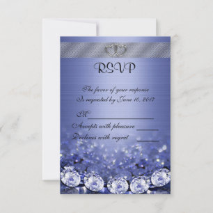 UAWG Hochzeitskarte Diamanten und satinblau RSVP Karte