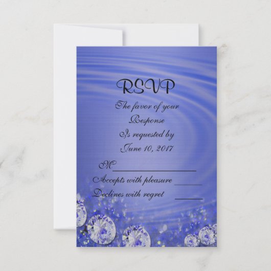 UAWG Hochzeitskarte Diamanten und satinblau RSVP Karte (Vorderseite)