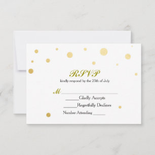 UAwg-Hochzeitskarte für White & Gold Foil Dots RSVP Karte