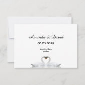 UAWG Hochzeitskarte Weiß Schwan Paar elegant RSVP Karte (Rückseite)