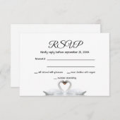 UAWG Hochzeitskarte Weiß Schwan Paar elegant RSVP Karte (Vorne/Hinten)