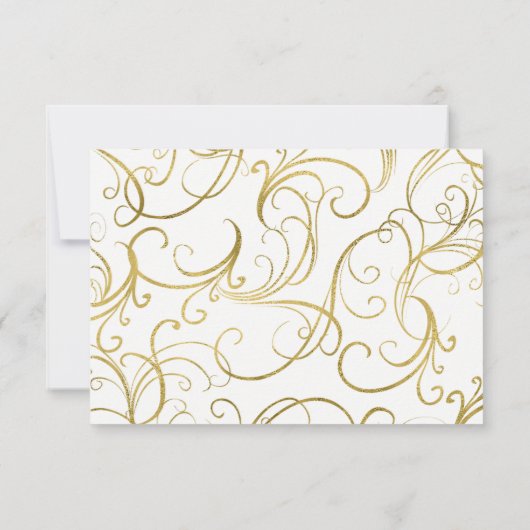 UAwg Hochzeitsreaktion mit weißem Gold Swirl RSVP Karte (Rückseite)