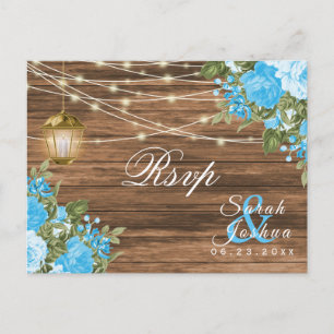 UAWG - Holz, Laternen und Baby Blue Blume Postkarte