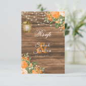 UAWG - Holz, Laternen und Orangefarbene Blume RSVP Karte (Stehend Vorderseite)