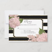 UAWG Hydrangea Moderne Elegante Schwarz-weiße Stre RSVP Karte (Vorderseite)