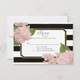 UAWG Hydrangea Moderne Elegante Schwarz-weiße Stre RSVP Karte