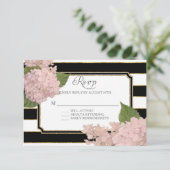 UAWG Hydrangea Moderne Elegante Schwarz-weiße Stre RSVP Karte (Stehend Vorderseite)