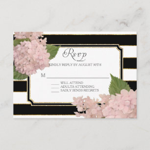 UAWG Hydrangea-moderner eleganter Schwarz-weißer RSVP Karte