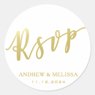 UAWG Imitate Gold Brush Script Wedding Sticker