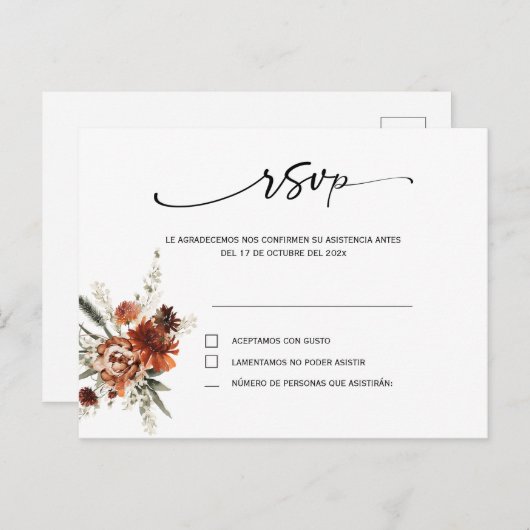 UAwg in spanischer Hochzeitskarte Postkarte (Vorne/Hinten)