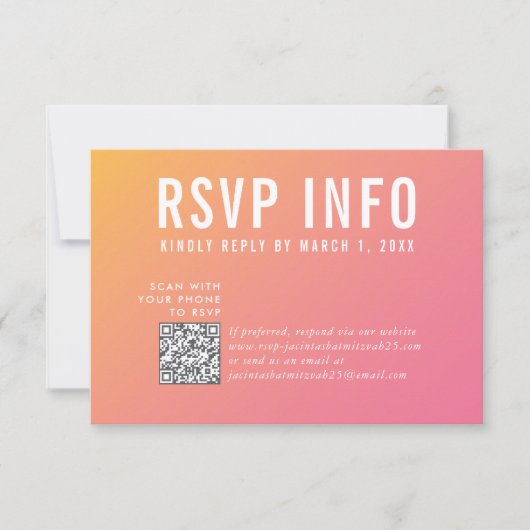 UAWG INFO CARD Moderner rosa gelber Code RSVP Karte (Vorderseite)