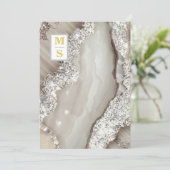 *~ UAWG IVORY Silver QR Initials AR66 Wedding Einladung (Stehend Vorderseite)