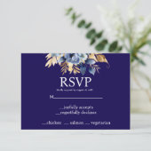UAwg-Karte für Navy Blue und Gold RSVP Karte (Stehend Vorderseite)