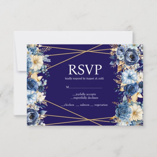 UAwg-Karte für Navy Blue und Gold RSVP Karte (Vorderseite)