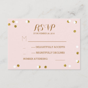 UAWG-Karten Hochzeit des Goldconfetti erröten RSVP Karte