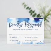 UAWG KINDLY REPONIERT moderne dunkelblaue Aquarell RSVP Karte (Stehend Vorderseite)