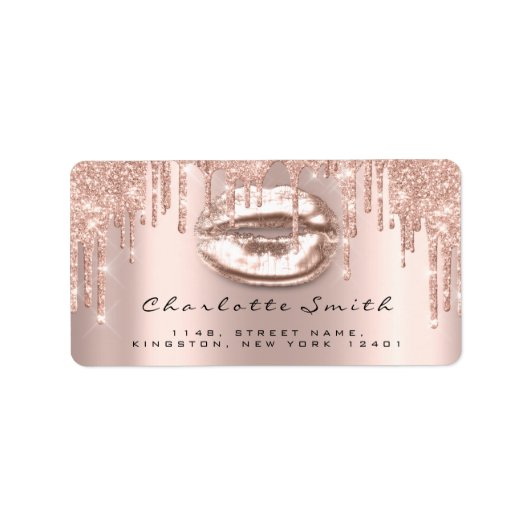 UAWG Kiss Rose Lippt Funkelnd Glitzer Makeup Logo Adressaufkleber (Vorne)