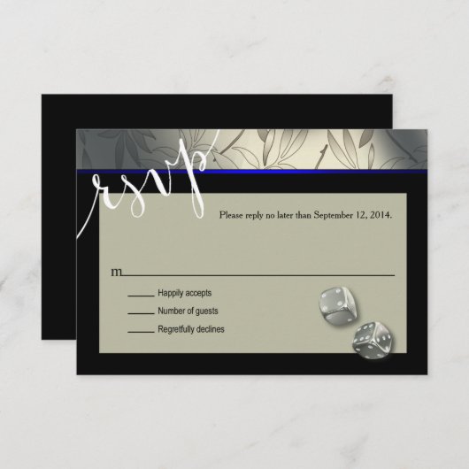 UAWG Las Vegas Art Deco | Silberschwarz RSVP Karte (Vorne/Hinten)