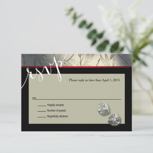 UAWG Las Vegas Art Deco | Silberschwarz RSVP Karte (Stehend Vorderseite)